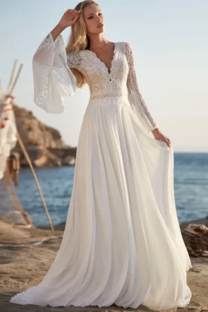 robe mariee boheme manches dentelle 720x